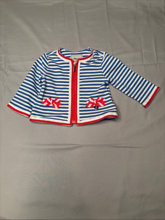 Mayoral Other - Mayoral Girl Toddler Blue Red White Striped Top Jacket Bows Size 62cm 3m NWT
